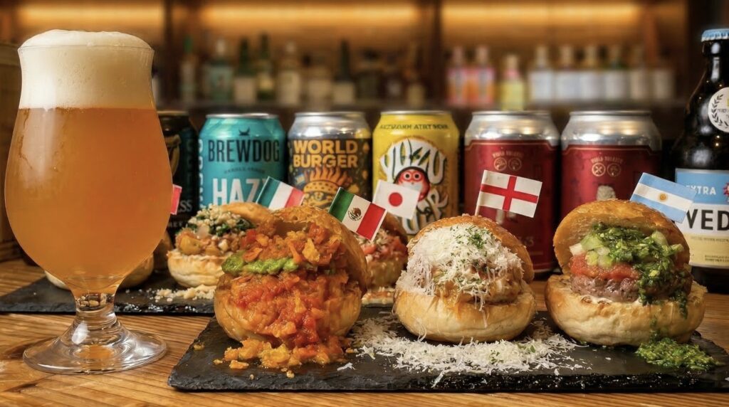 池袋西口で人気のミニバーガースライダー3種盛り（ワールドスライダーフライト）とクラフトビール